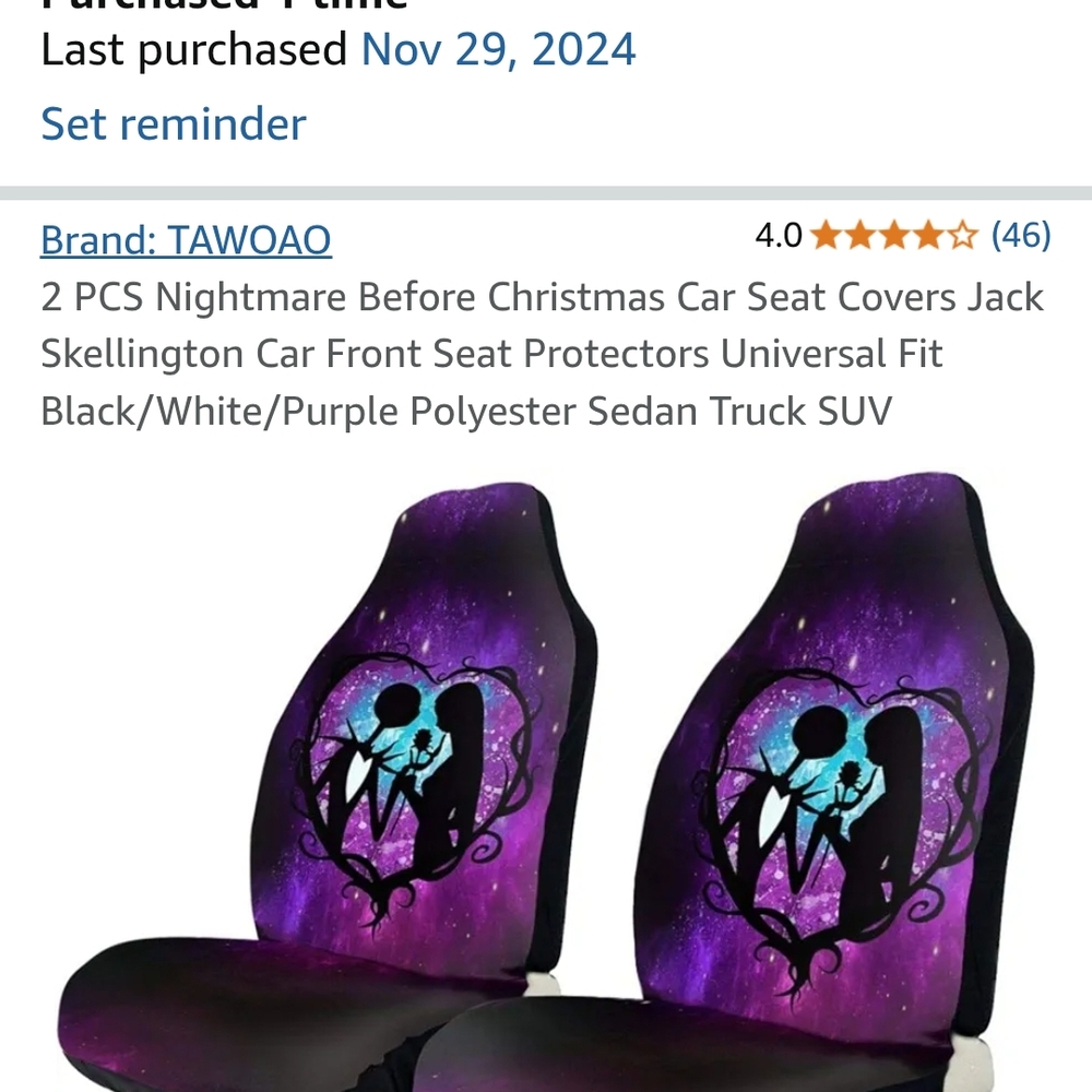 TAWOAO Nightmare Before Christmas Car Seat Covers